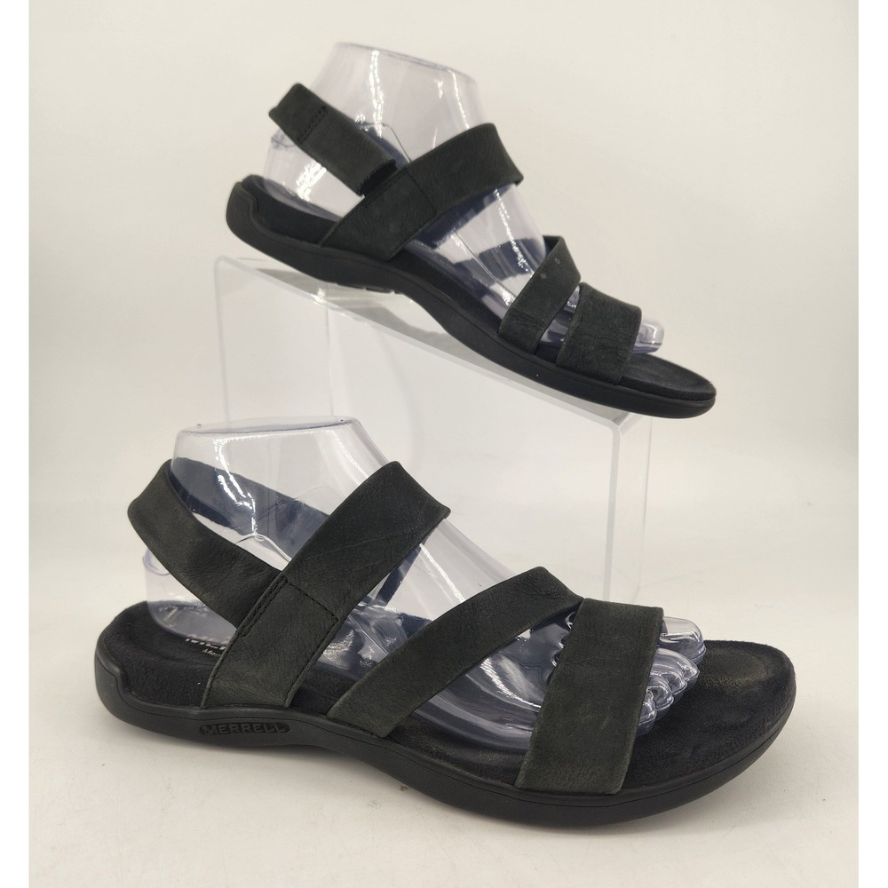 Merrell District Kanoya Slingback Sandals Womens 8 Black Nubuck Strappy Athletic